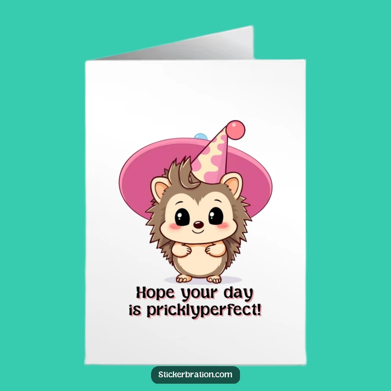 Free Printable Birthday Card: Hedgehog's Party Hat Peek, Funny Downloadable Gift, DIY Surprise