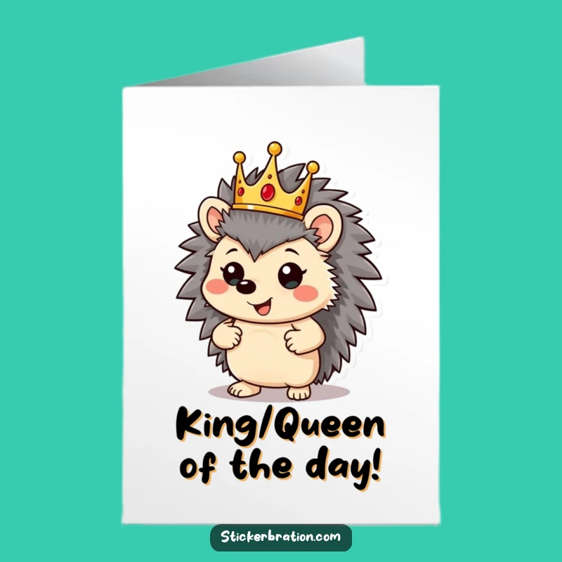 Free Printable Birthday Card: Royal Hedgehog King Downloadable Gift