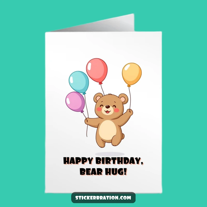 Free Printable Funny Birthday Card: Bear Juggling Balloons! Perfect Downloadable Gift.