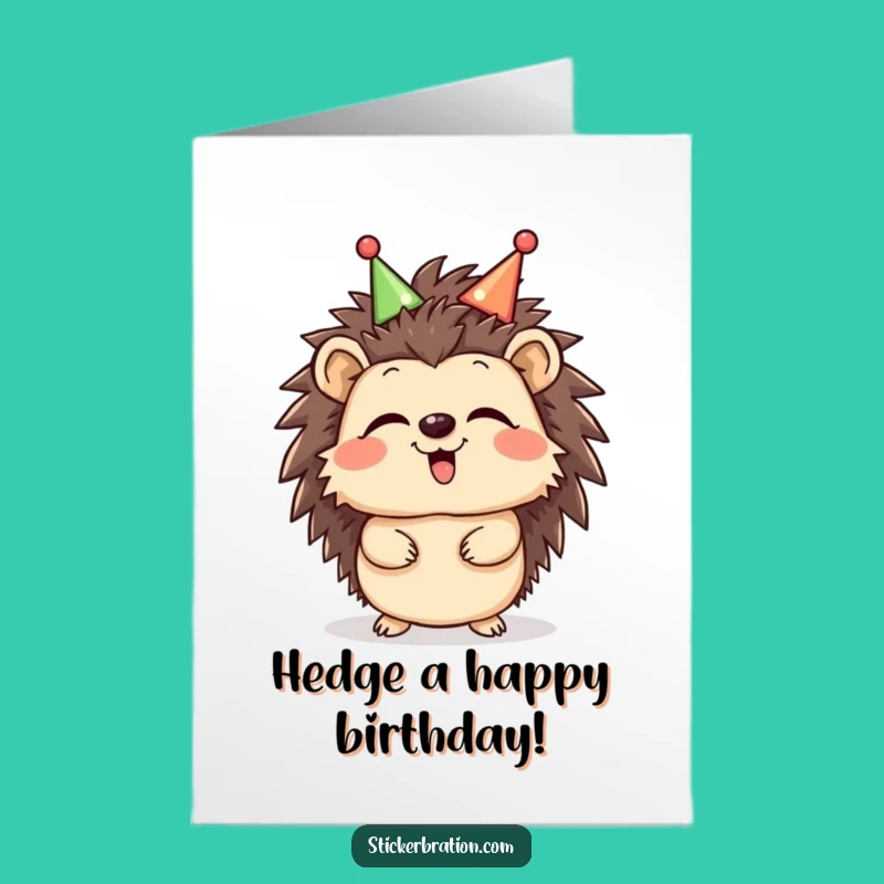 Giggling Hedgehog Birthday Card: Free Printable Funny Downloadable Gift for a Joyful Day