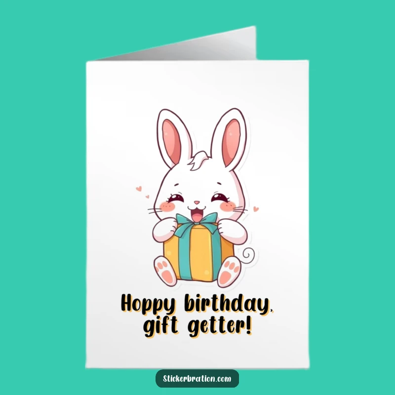 Free Printable Bunny Gift Birthday Card - Joyful Downloadable Surprise