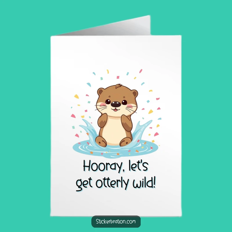 Otter Splash Birthday Card: Free Printable Funny Downloadable Gift of Joyful Celebration
