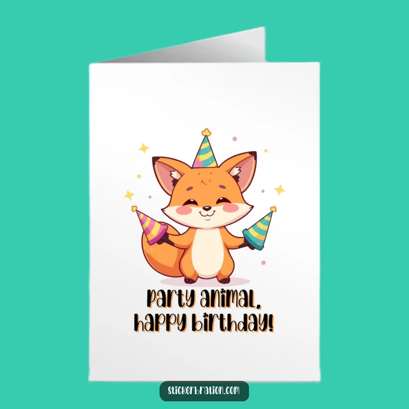 Free Printable Bday Card: Fox's Hat Trick! Funny Downloadable Fun