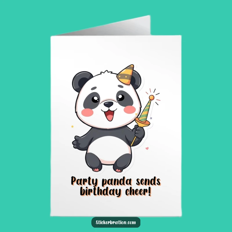 Free Printable Birthday Card: Funny Panda Party Popper, Downloadable Fun