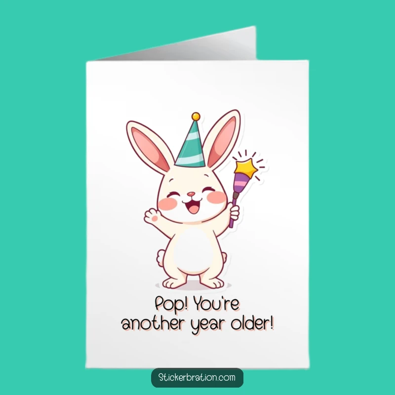 Free Printable Birthday Card: Funny Bunny Popper Design, Instant Download Gift