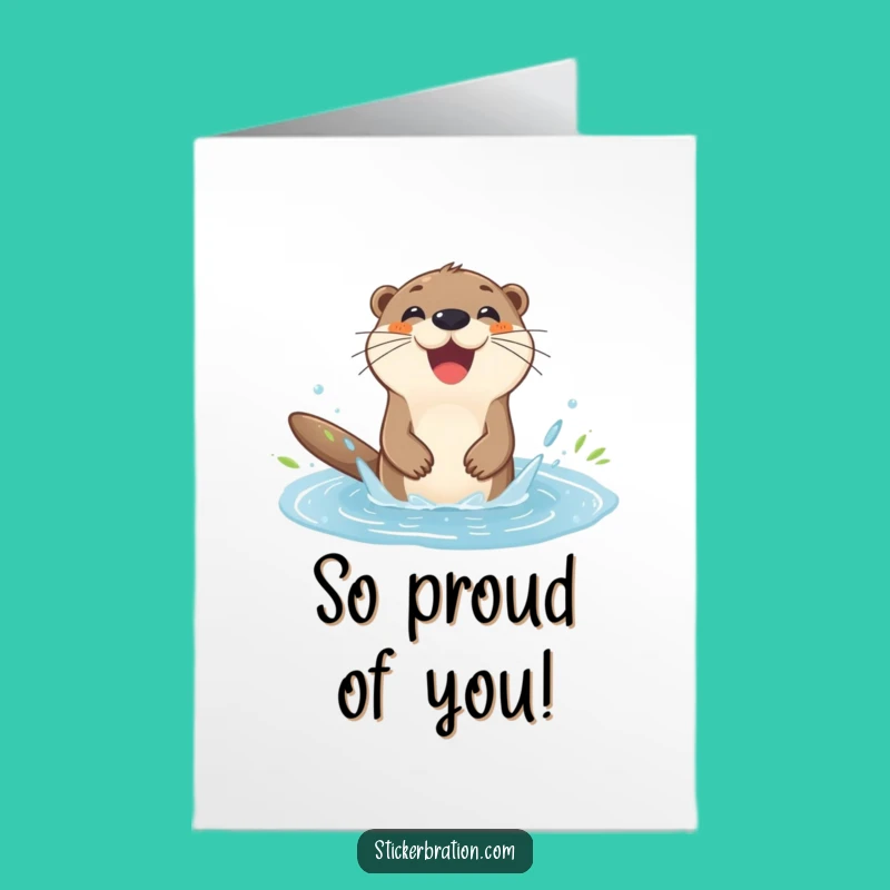 Free Printable Congrats Card: Otter's Splashy Success, Funny Downloadable Gift, DIY Cheers