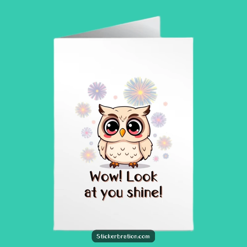 Free Printable Congrats Card: Owl Firework Surprise, Funny Achievement Gift