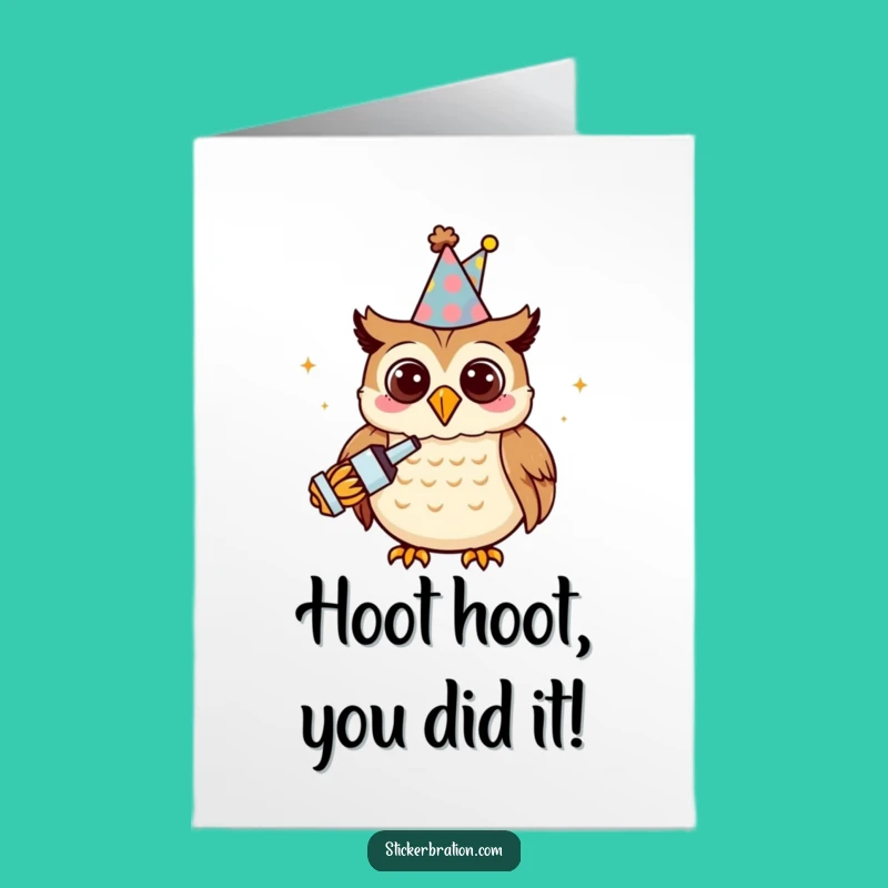 Free Printable Congratulations Card: Party Owl Noisemaker Downloadable Gift