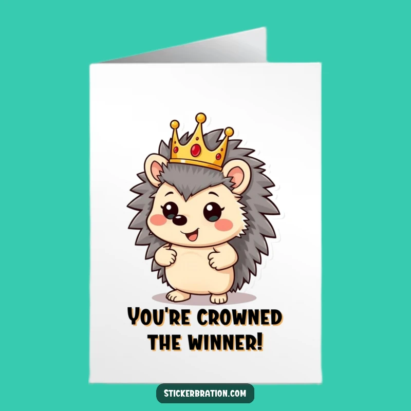 Free Printable Congratulations Card: Royal Hedgehog Crown Downloadable Gift