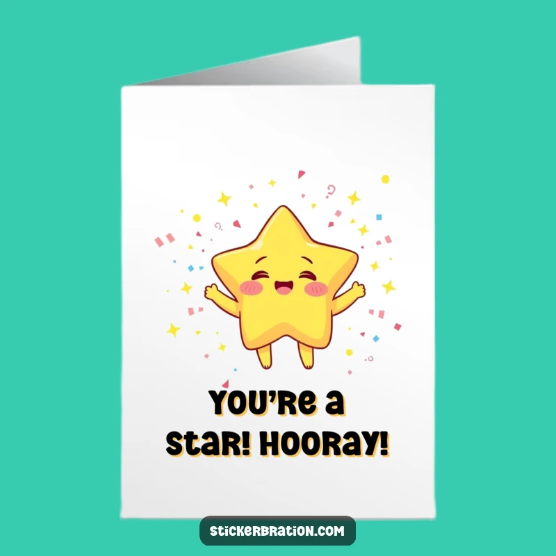 Free Printable Star Juggler Congrats Card: Funny Downloadable Celebration for Shining Achievements