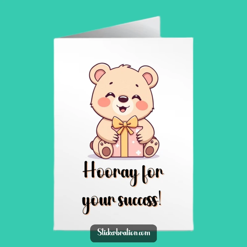 Free Printable Congrats Card: Bear Cub's Gift Joy, Funny Downloadable, DIY Celebration