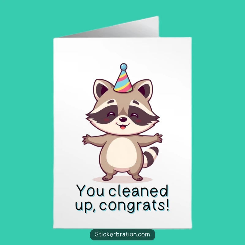 Dancing Raccoon Congrats Card: Free Printable Downloadable for a Joyful Celebration