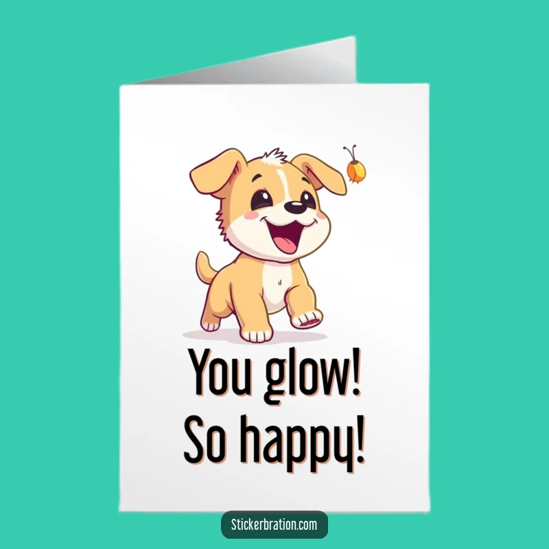 Free Printable Congrats Card: Puppy's Firefly Chase, Joyful Gift