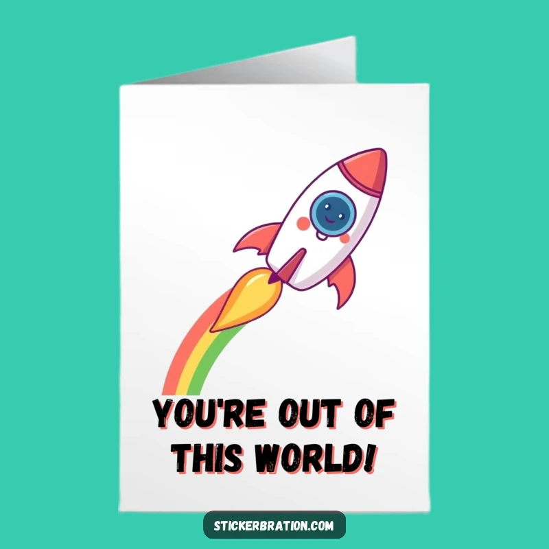 Free Printable Rocket Congrats Card - Funny Rainbow Trail Downloadable Gift