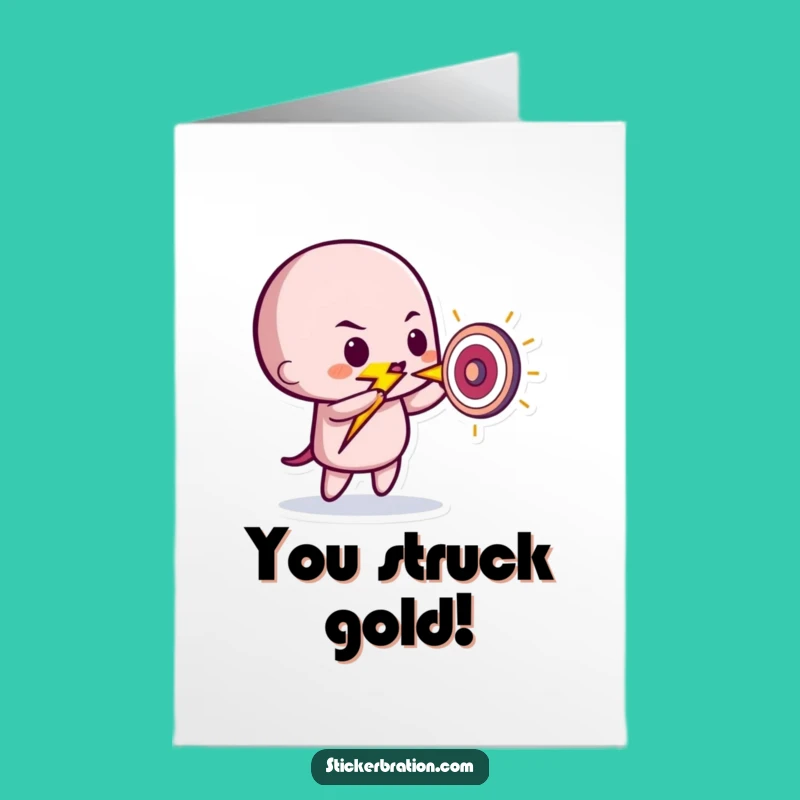 Free Printable Congrats Card: Lightning Bolt Hits the Mark - Funny Downloadable Gift