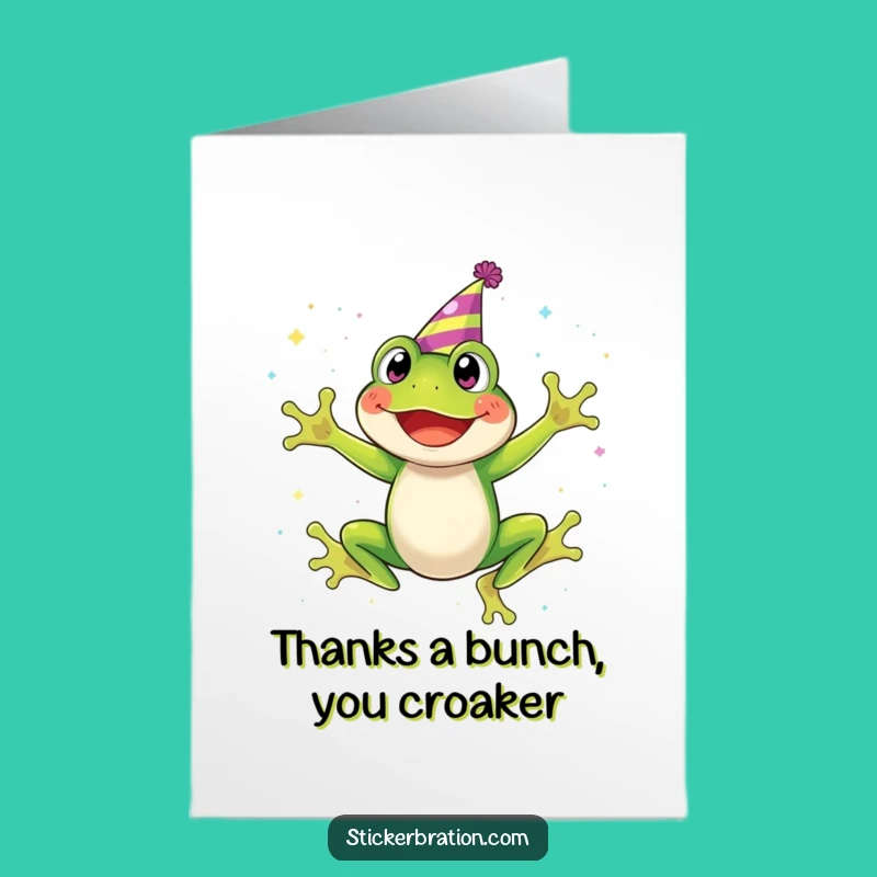 Free Printable Frog Thank You Card: Funny Glitter Frog Thank You Greeting Downloadable