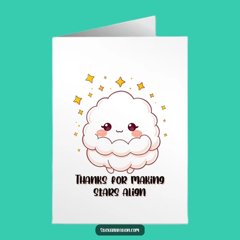 Free Printable Funny Thank You Card: Cloud Showering Stars! Downloadable Gift.