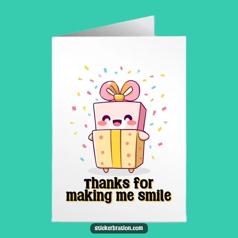 Free Printable Gift Box Thank You Card - Confetti Burst Funny Downloadable Gift