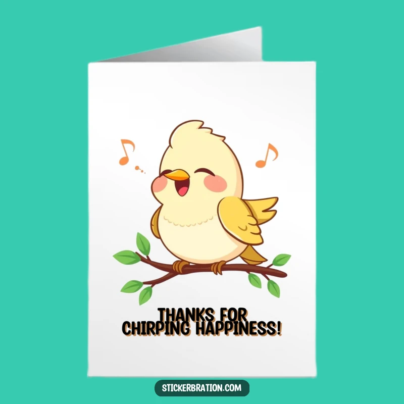 Free Printable Thank You Card: Chirpy Bird Song, Grateful Gift