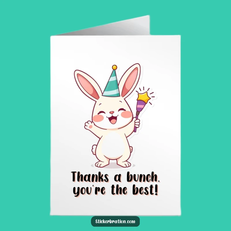 Free Printable Thank You Card: Funny Bunny Popper Expressing Gratitude
