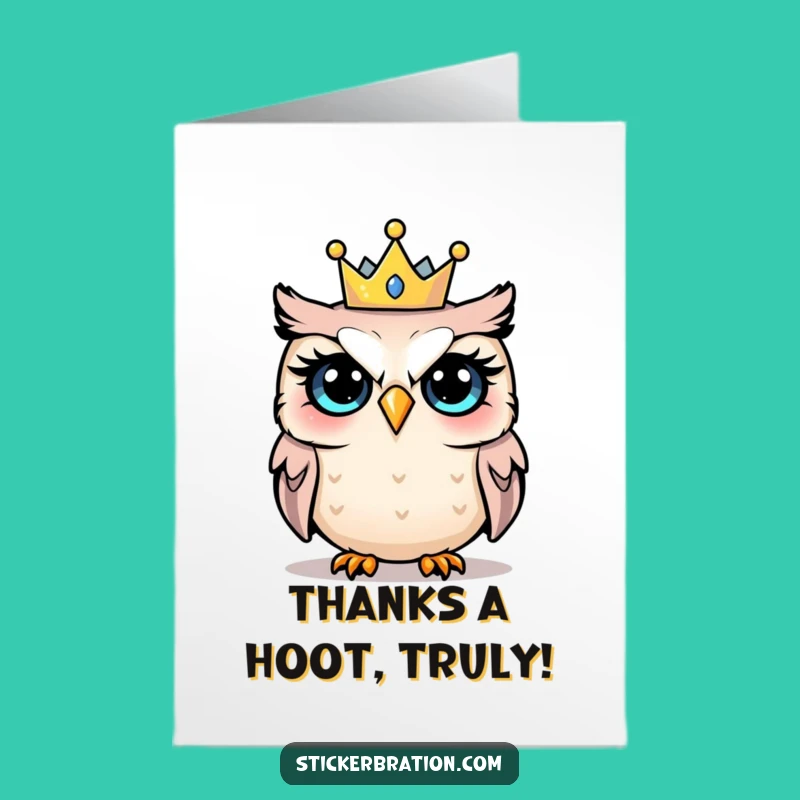 Free Printable Thank You Card: Grateful Owl Crown Download