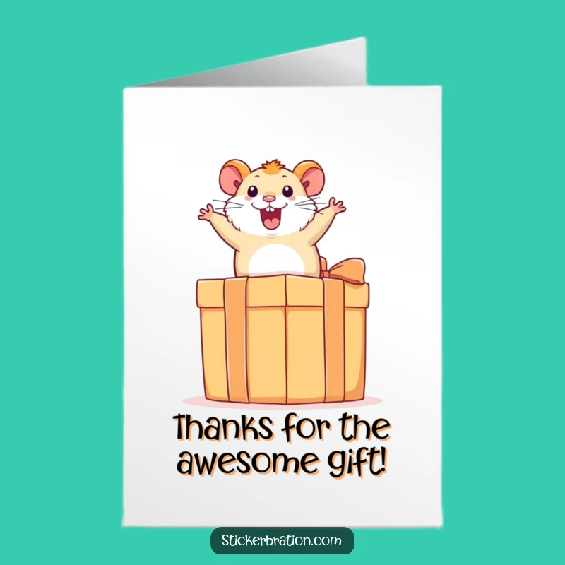 Free Printable Thank You Card: Hamster's Gift of Gratitude, Cute Downloadable