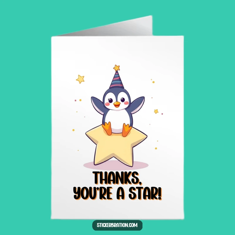 Free Printable Thanks Card: Penguin's Grateful Groove! Downloadable Appreciation