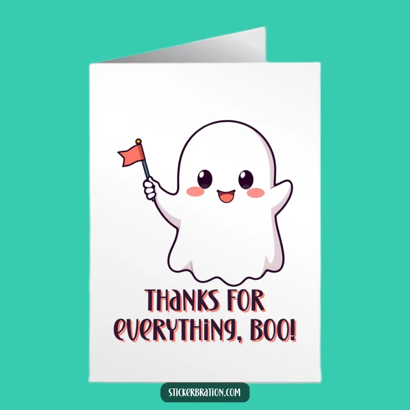 Free Printable Thank You Card: Ghost Says Thanks - Funny Downloadable Design