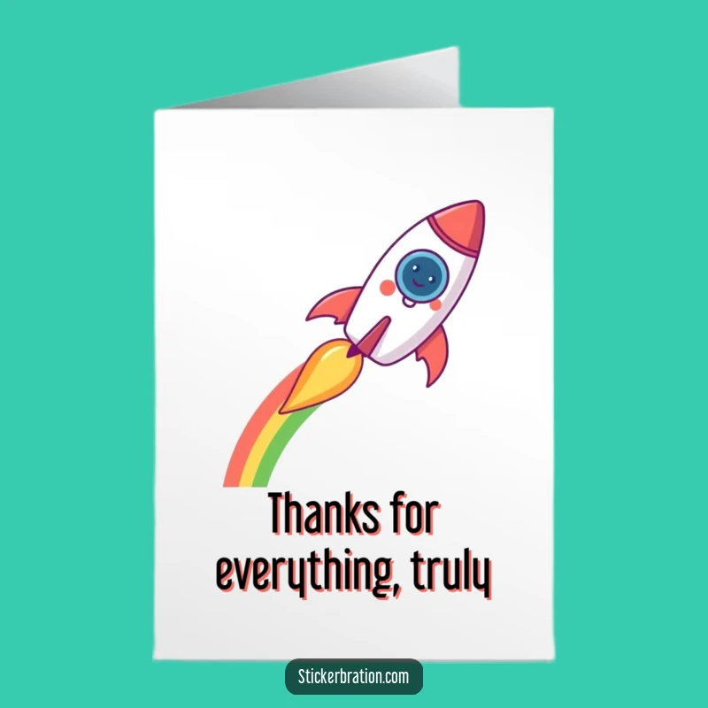 Free Printable Rocket Thank You Card - Funny Rainbow Trail Downloadable Gift