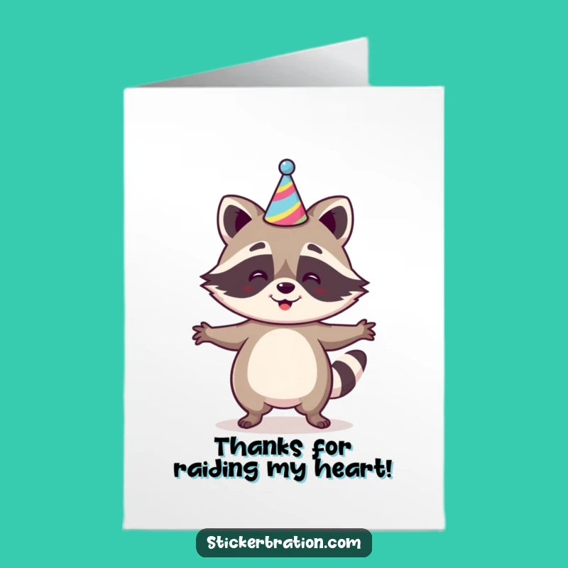 Jigging Raccoon Thank You: Free Printable Card for a Funny Downloadable Gift