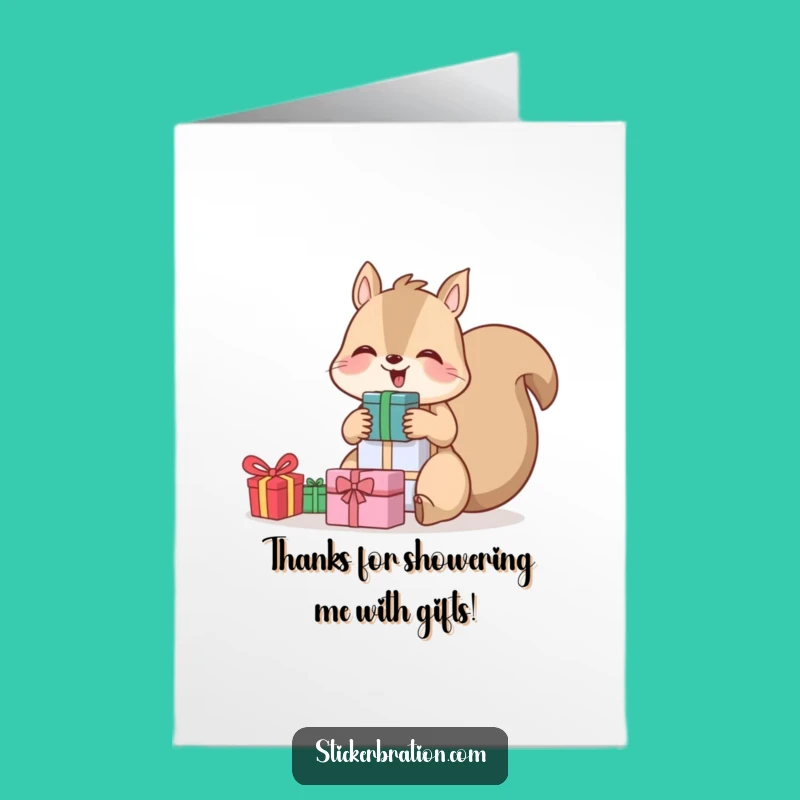 Free Printable Thank You Card: Squirrel's Gift Gratitude Funny Downloadable Gift