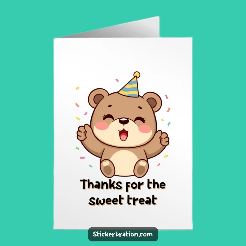 Free Printable Bear Thank You Card - Cheerful Confetti Downloadable Gift for Showing Gratitude