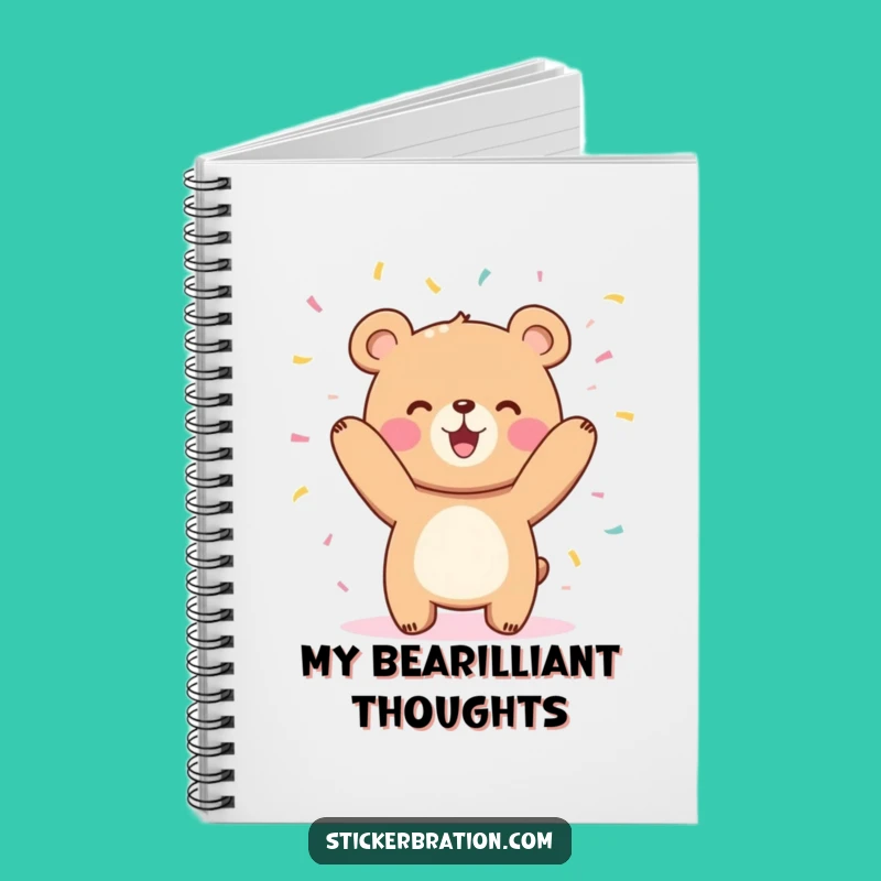 Funny Bear Confetti Notebook - Jot Down Joyful Ideas Gift