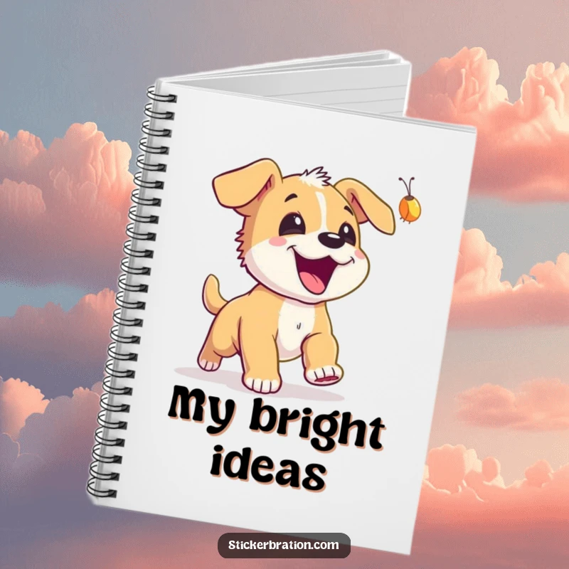 Funny Puppy Firefly Notebook: An excited puppy chasing a firefly, perfect for capturing bright ideas and happy thoughts.