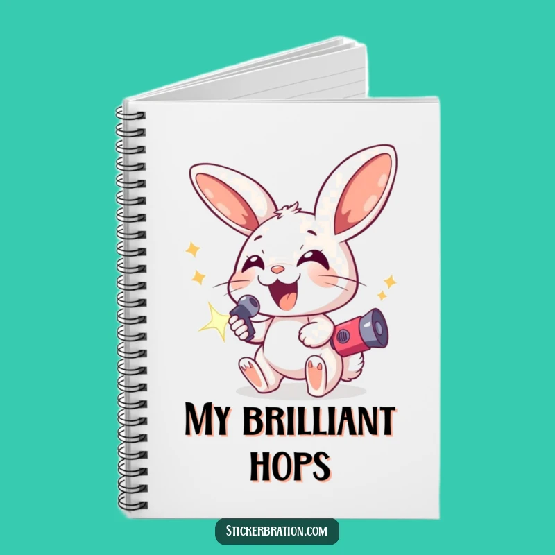 Funny Excited Bunny Notebook - Jot Down Ideas with Festive Character Art