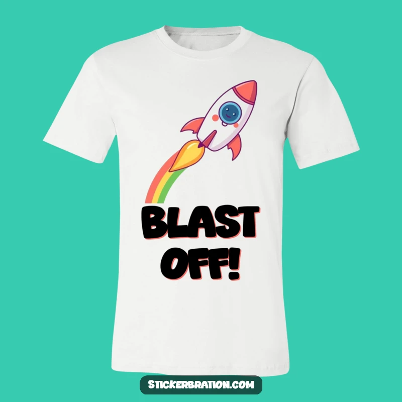 Funny Rocket T-Shirt - Soar High with Rainbow Humor