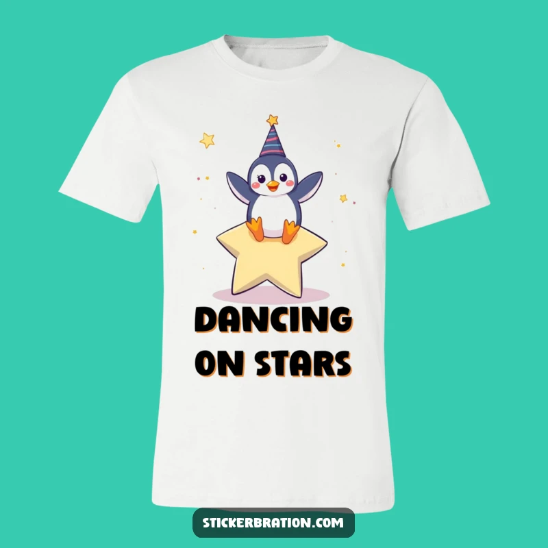 Funny Penguin Dance T-Shirt: Celebratory Star Tee for Happy People