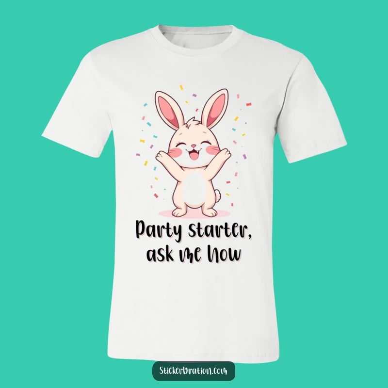Funny Bunny Confetti T-Shirt: Wear Your Joy with this Hilarious Party Tee