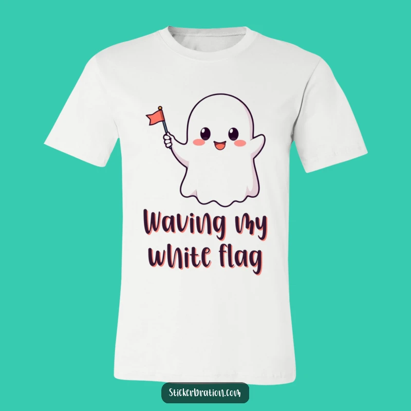 Funny Ghost Flag Tee: Cute Waving Character Shirt, Perfect Humorous Gift