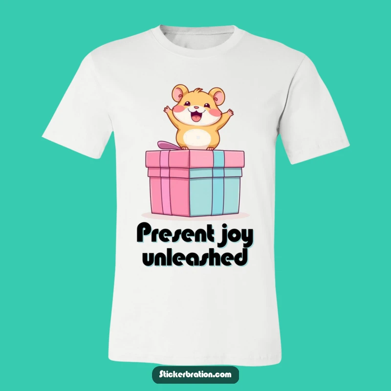 Funny Hamster T-Shirt: Excited Rodent Bounce on Present, Hilarious Gift for Hamster Fans!