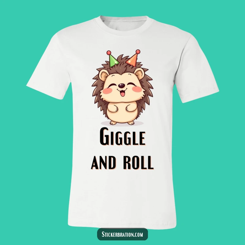 Funny Hedgehog Giggle T-Shirt - Cheerful Headband Tee, Perfect Funny Gift!
