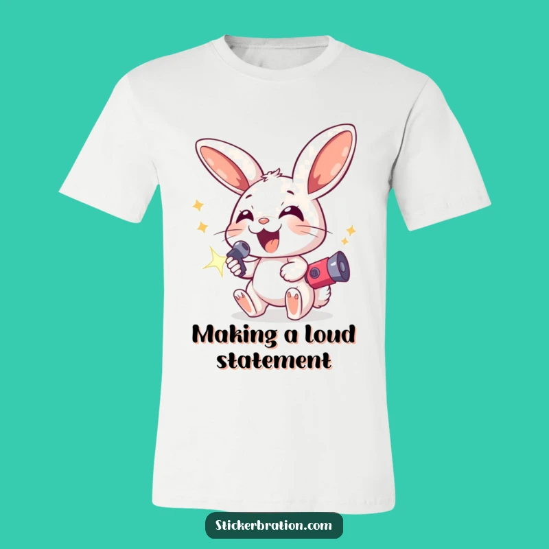 Funny Excited Bunny T-Shirt - Wear Your Joy with Festive Character Art