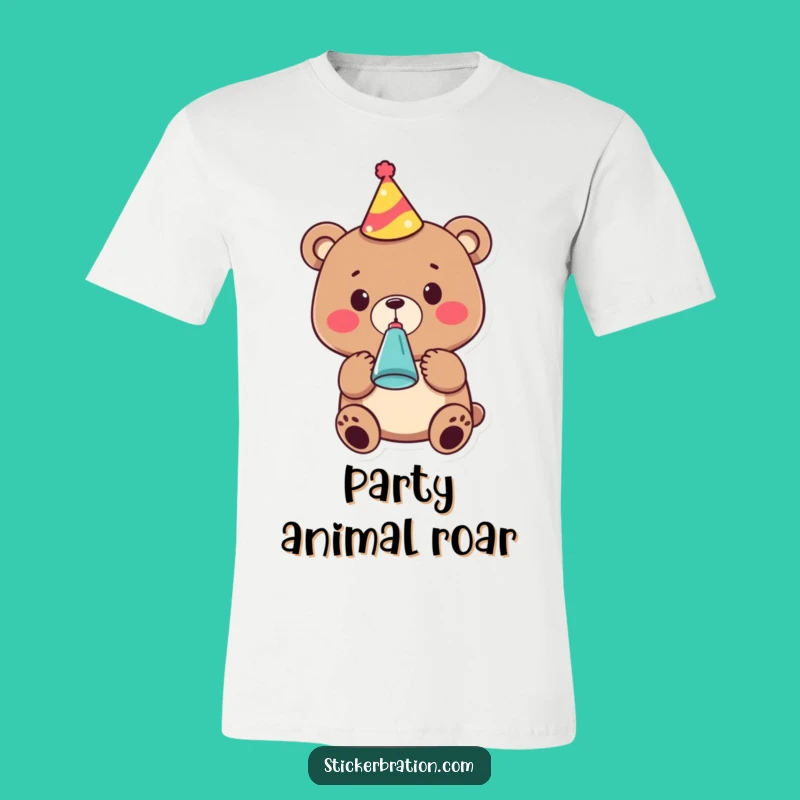 Funny Party Bear T-Shirt: Cute Birthday Character, Fun Gift!