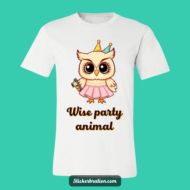 Funny Party Owl T-Shirt - Celebrate in Style with Whimsical Character Art