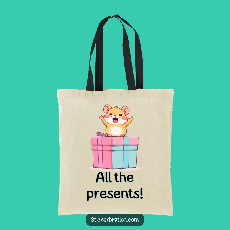 Funny Hamster Tote Bag: Spacious Gift for Excited Rodent Lovers Carrying Presents!