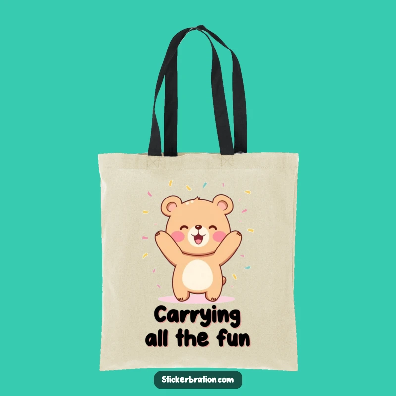 Funny Bear Confetti Tote Bag - Carry Your Joy & Cheer Gift