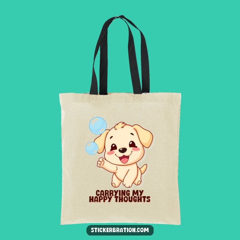 Funny Puppy Chasing Bubbles Tote Bag - Adorable Dog Lover Accessory