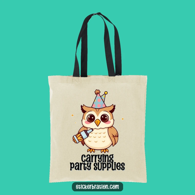 Funny Owl Party Tote Bag: Carry the Cheer, Your Festive Companion!