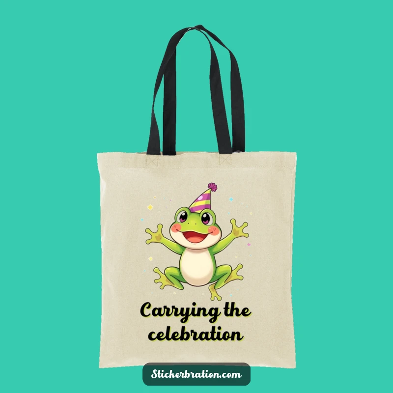 Funny Frog Party Tote Bag - Glitter Jumping Frog Accessory