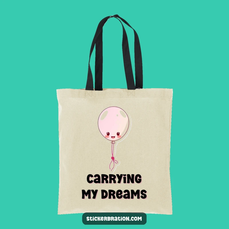 Funny Balloon Sticker Tote Bag: Whimsical Floating Character Lassoing Fun, Eco-Friendly Humorous Carryall
